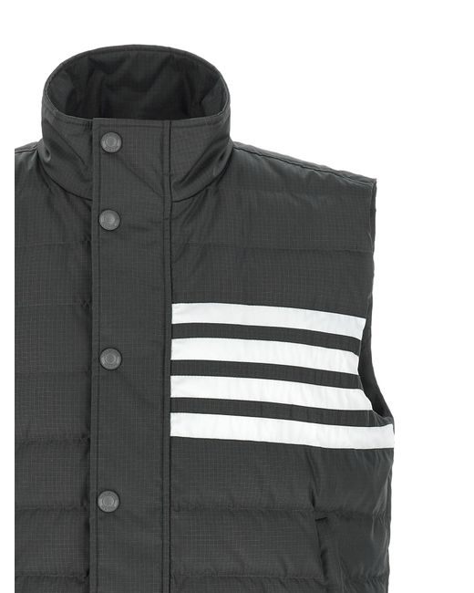 Thom Browne Black Shiny Ripstop Lightweight Down 4-Bar Vest for men
