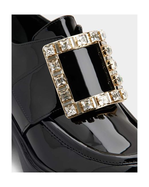 Roger Vivier Black Viv' Rangers Rhinestone Buckle Loafers