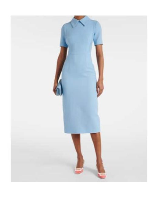 Emilia Wickstead Blue Valletta Wool Cocktail Dress