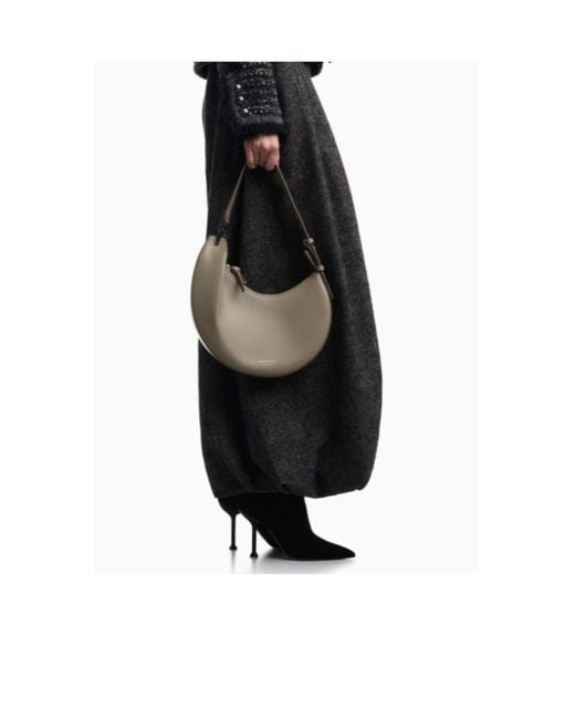 Emporio Armani Gray Grained-Leather Shoulder Bag