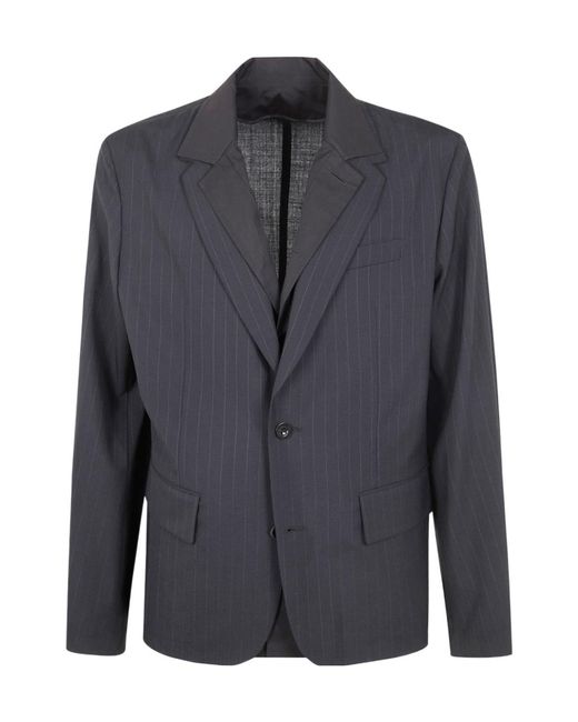 Sacai Blue Pinstriped Button Jacket for men