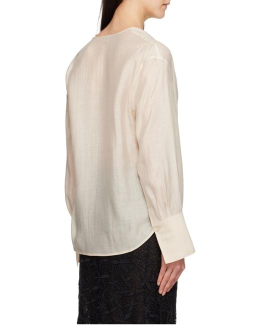 Totême White Totême Draped Curved Hem Blouse