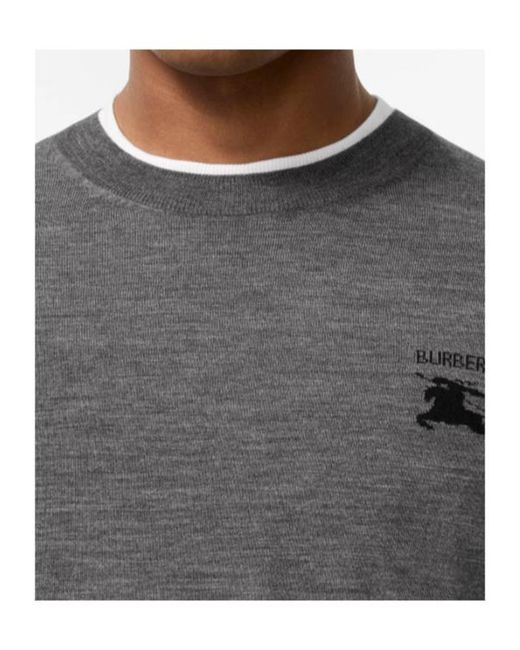 Burberry Gray Equestrian Knight Intarsia-Knit Jumper for men