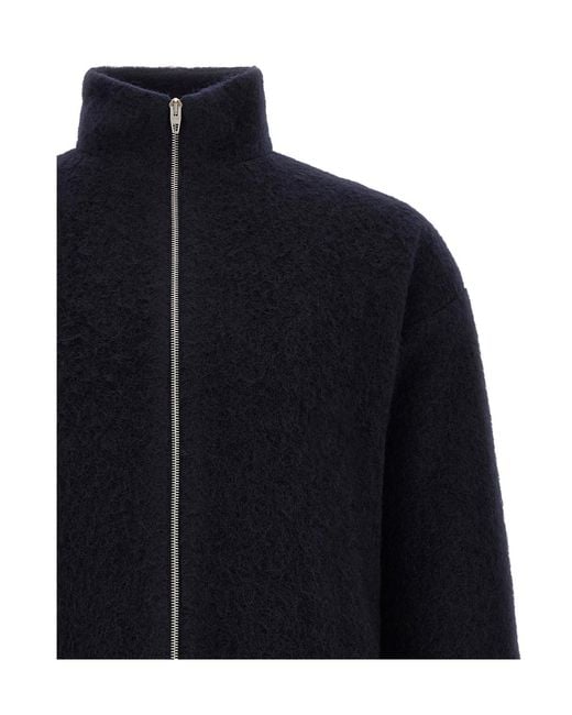 Jil Sander Blue Zip-Up Hoodie for men