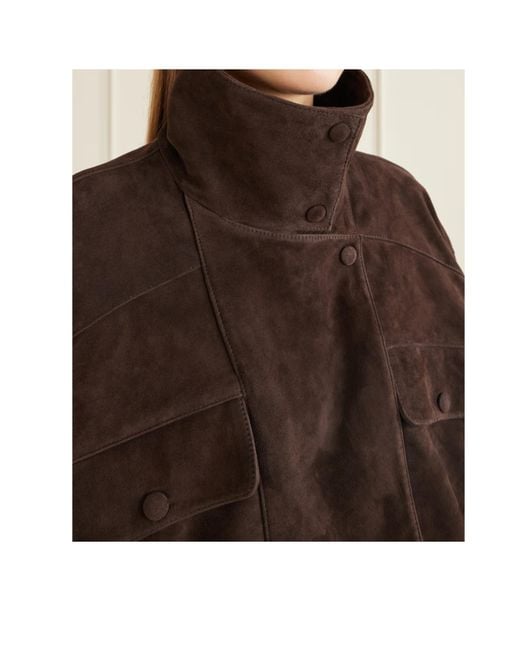 Nour Hammour Brown Long-Sleeved Leather Jacket