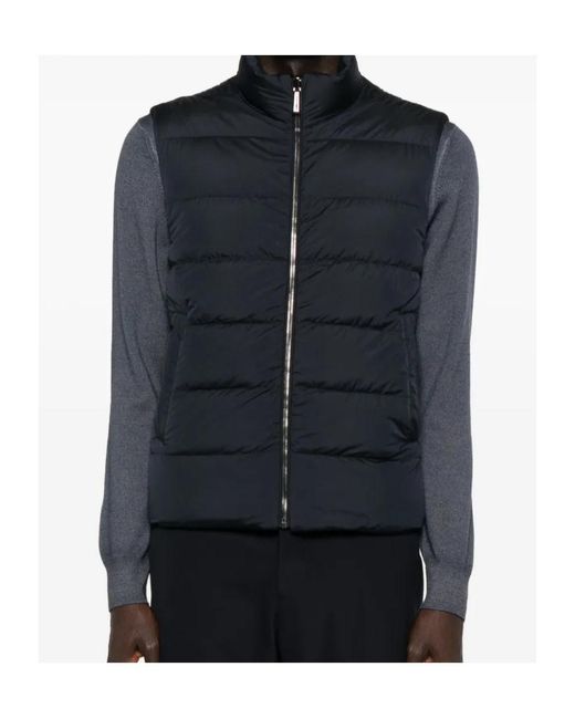 Moorer Black Double-Sided Quilted Cotton Vest for men