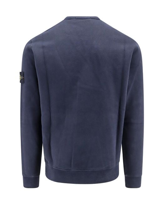 Stone Island Blue Compass Patch Crewneck Sweatshirt for men