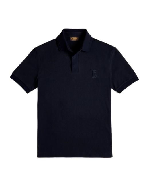 Tod's Blue Embroidered-Logo Polo Shirt for men