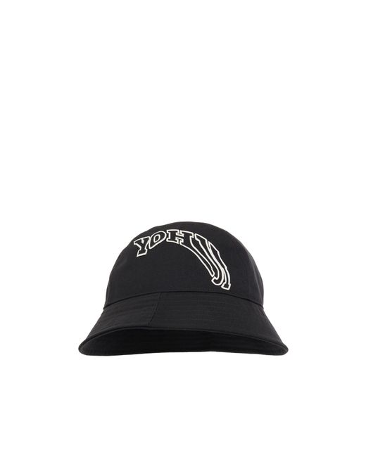 Y-3 Black Logo Embroidered Bucket Hat for men