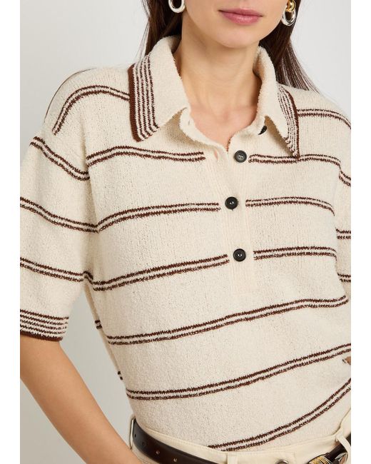 Rohe Natural Striped Cotton Polo Shirt