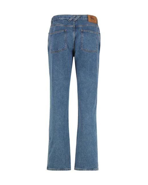 Burberry Blue Logo Patch Straight-Leg Jeans