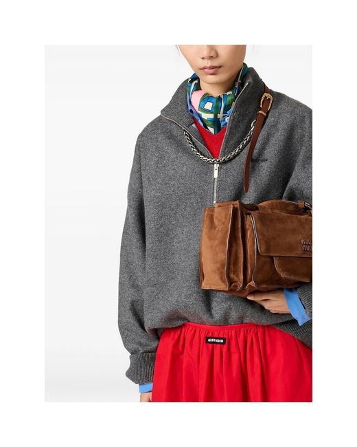 Miu Miu Gray Half-Zipped Jumper