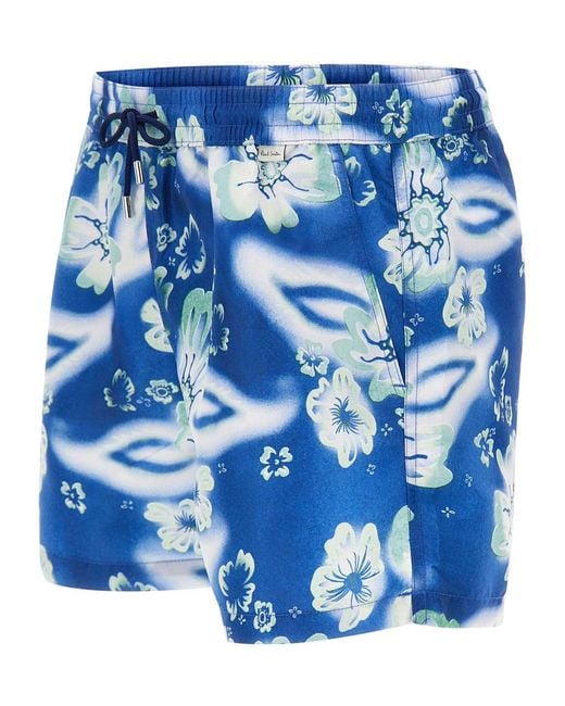 Paul Smith Blue Riso Floral Swim Shorts for men