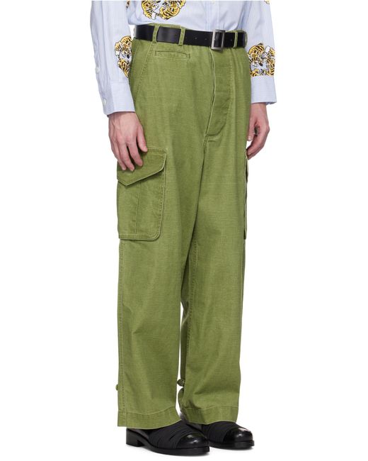 KENZO Green Adjustable Cargo Pants for men