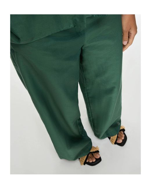 iBlues Green Silk-Blend Muslin Trousers