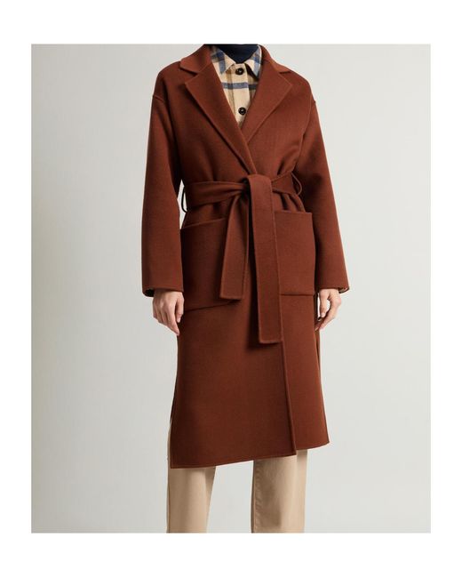 Woolrich Brown Wool Belted Coat