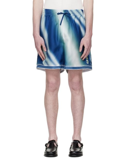 Casablanca Blue The Art Of The Serve Silk Shorts for men