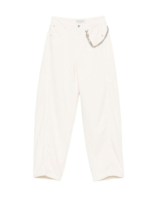 ERMANNO FIRENZE White Chain-Embellished Casual Trousers
