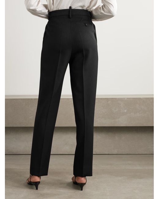 Victoria Beckham Black Wool Pleated Casual Pants