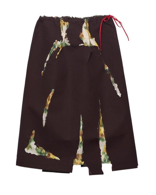 Prada Purple Bonded Gabardine Skirt With Devoré Effect