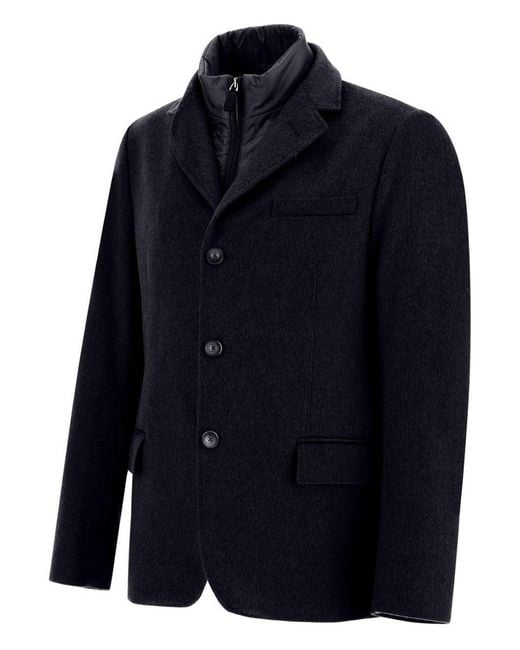 Herno Blue Detachable-Collar Jacket for men