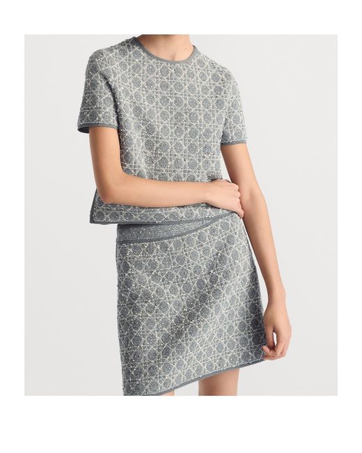 Dior Gray Macrocannage Short-Sleeved Top