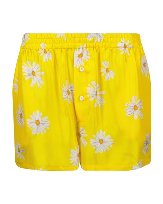 Moschino Yellow Floral-Printed Elasticated Waistband Shorts