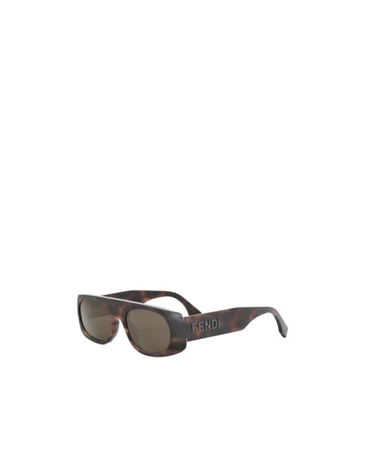 Fendi Gray Eyewear Rectangular Frame Sunglasses for men