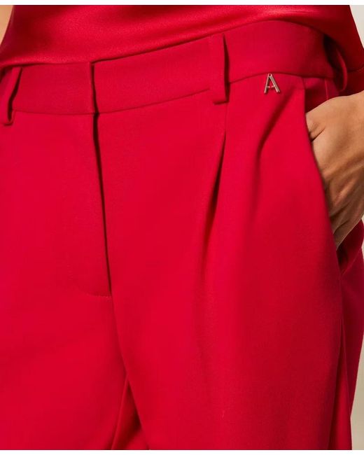 Twinset Red Slits Cigarette Trousers