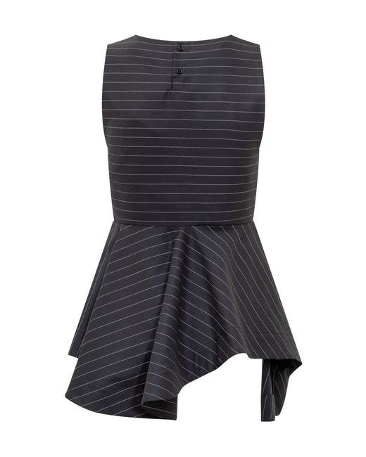 J.W. Anderson Gray Jw Anderson Pinstriped Peplum Top