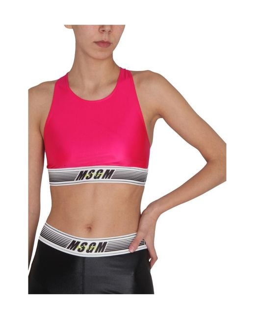 MSGM Red Logo Band Sport Top
