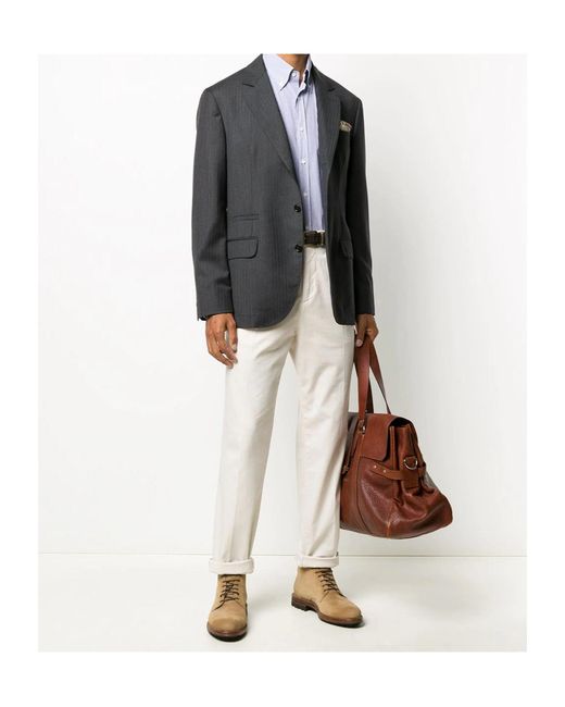 Brunello Cucinelli Black Single-Breasted Virgin Wool Blazer for men