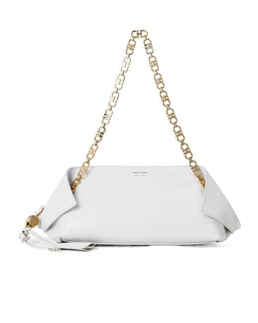 Ferragamo White Minimalist Shoulder Bag