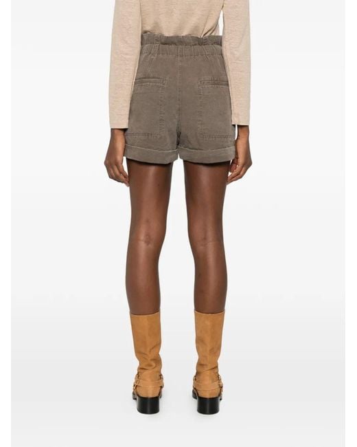 Isabel Marant Brown Nirma Cotton And Linen Canvas Shorts