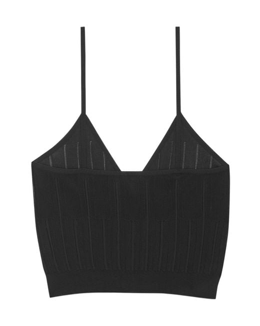 Saint Laurent Black Striped V-Neck Knitted Tank Top