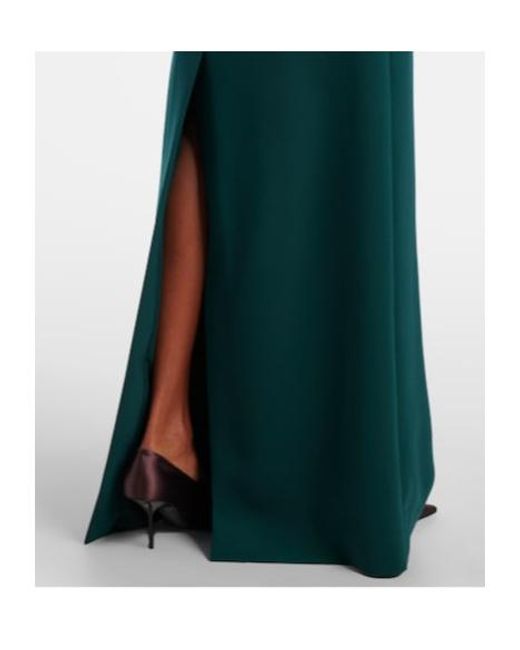 Carolina Herrera Green Floral Off-Shoulder Crêpe Gown