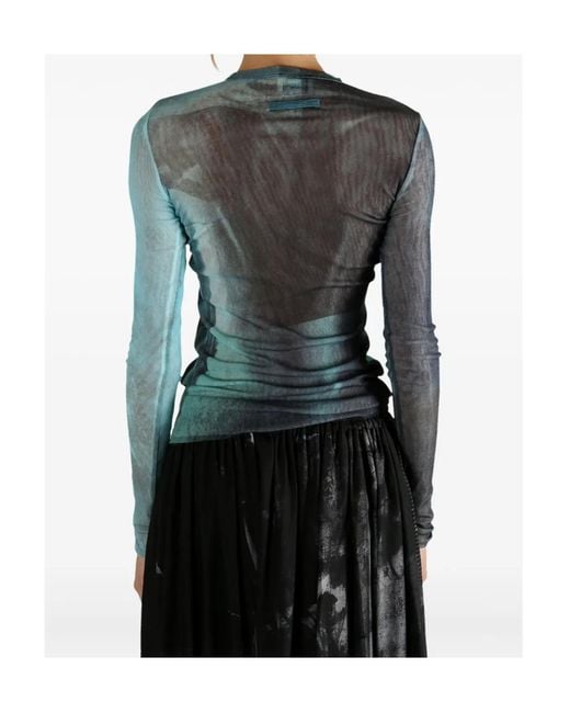 Jean Paul Gaultier Blue Abstract-Print Long-Sleeve T-Shirt