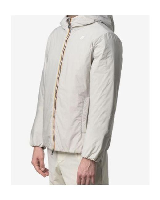 K-Way Gray Plain Hooded Jacket for men
