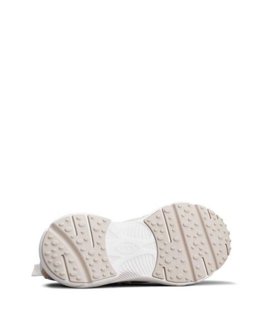 Tod's White Logo Patch Knit Slip-On Sneakers