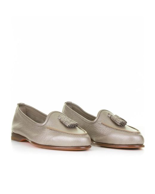 Santoni Gray Tassel Detailed Loafers