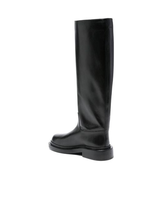 Jil Sander Black Round Toe Knee-High Boots