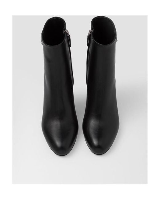 Prada Black Logo Plaque Rounded Toe Boots