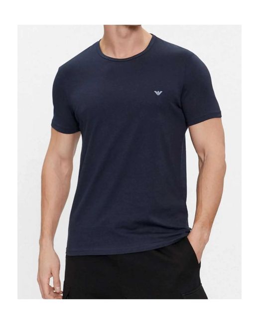 Emporio Armani Blue Round Collar Short-Sleeve T-Shirt Two-Piece Set for men