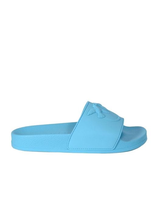 Pinko Blue Logo Embossed Slippers