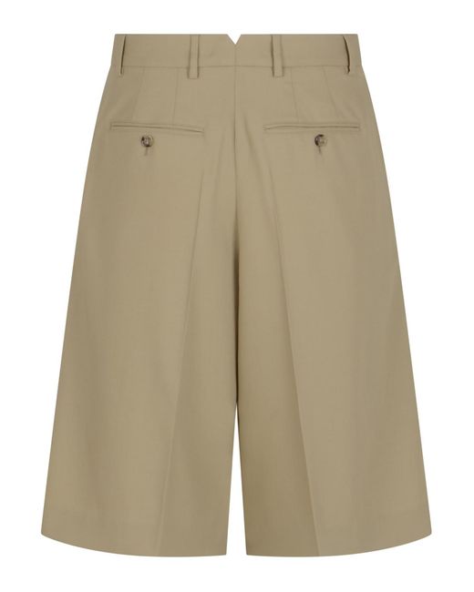 AMI Natural Wide Leg Pleated Shorts for men