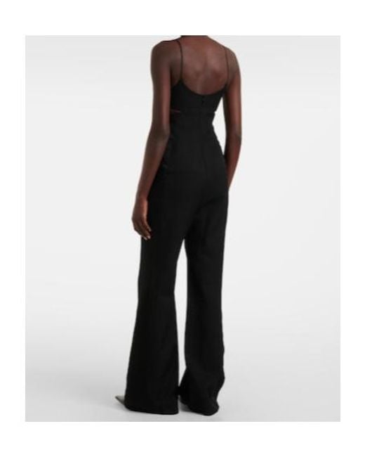 Victoria Beckham Black Cami Cutout Crêpe Satin Jumpsuit