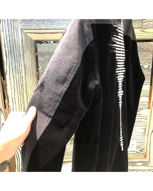 Forcerepublik Black Corduroy Spliced Casual Jacket