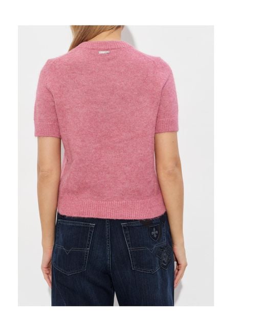 MICHAEL Michael Kors Pink Elastic Ribbed Cuffs Knitted Top