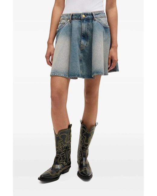 Ganni Blue Tint Rigid Denim Skirt