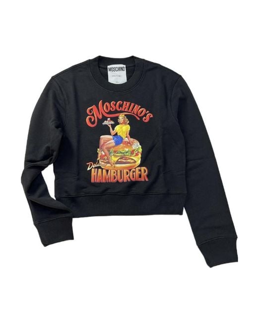 Moschino Blue Logo Round-Necked Sweater